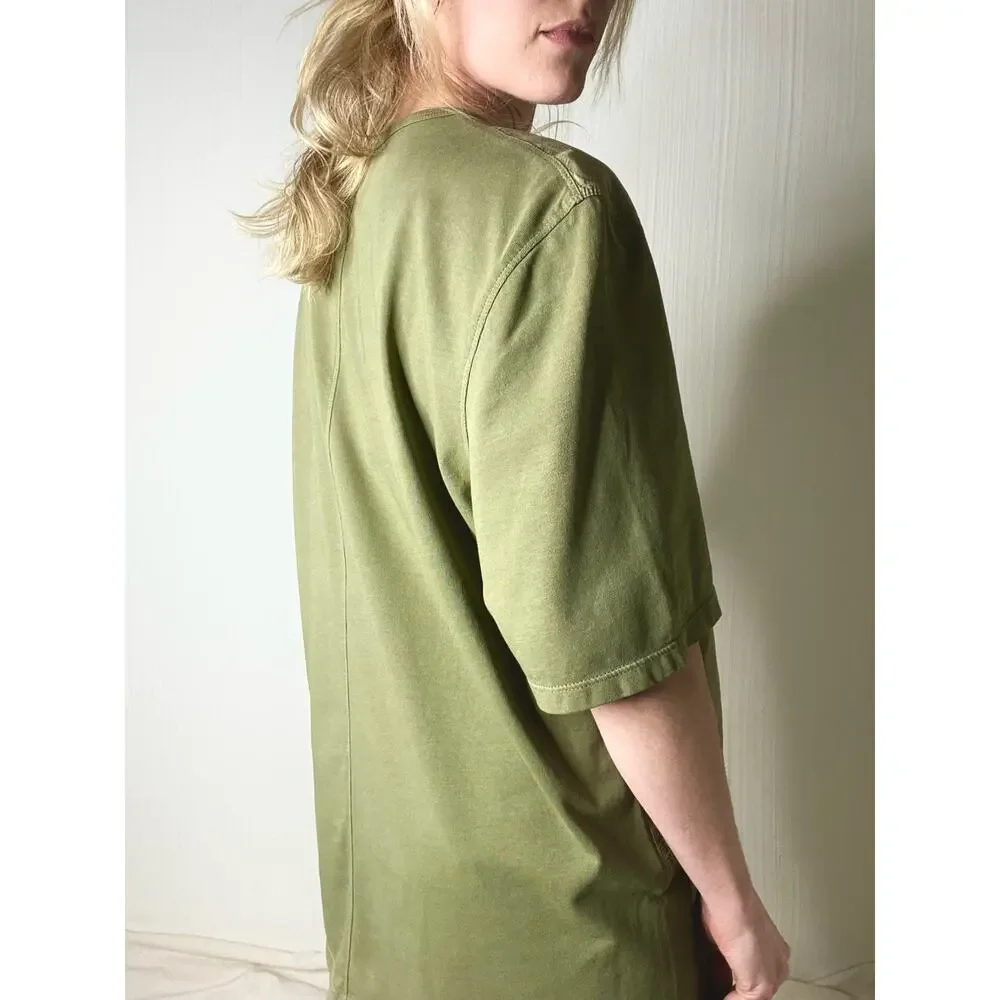 FOLK Moss Green Cotton Linen T Shirt US 5/XL - Picture 5 of 13